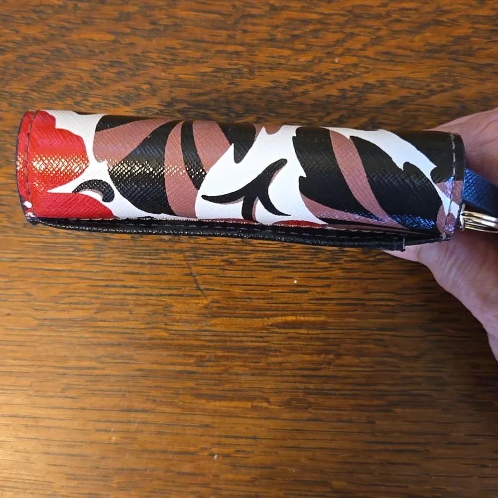 Kate Spade Compact Wallet With Key Ring In Red Poppy Field - Picture 13 of 16